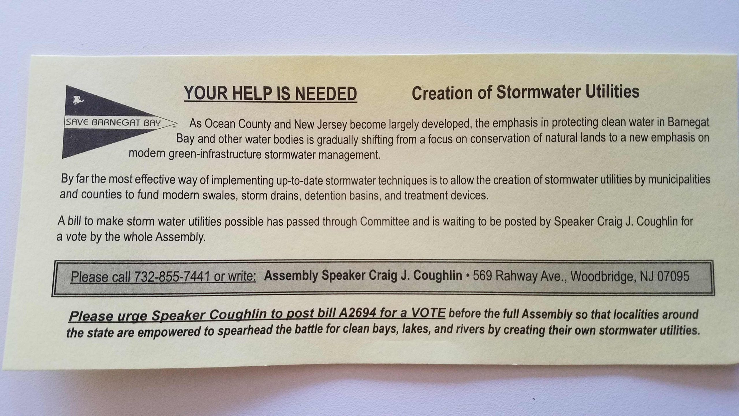 Your Help is Needed: Creation of Stormwater Utilities